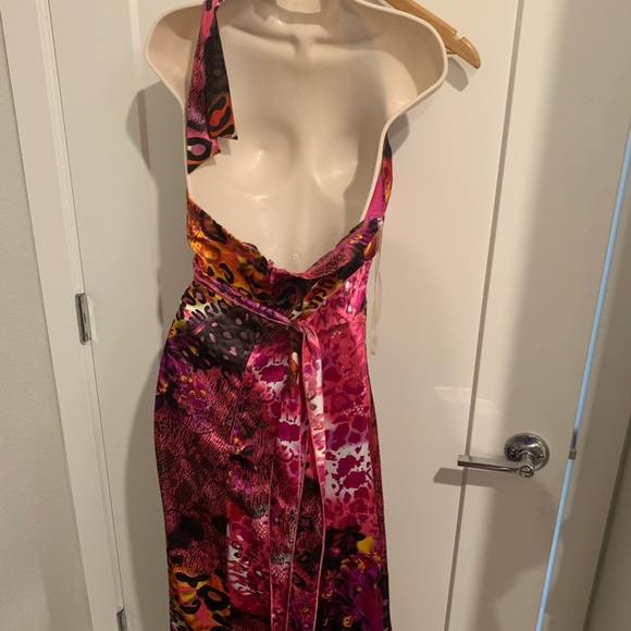 High to low dress. orange pink and sequin halter - Picture 3 of 4